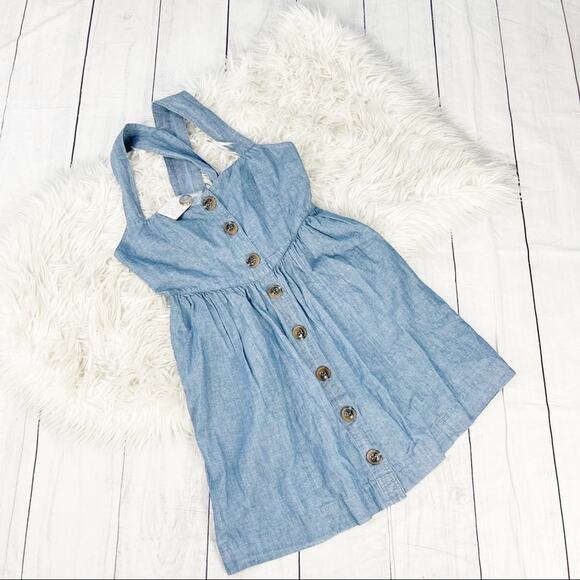 Free People Women's Blue Chambray Button Down Hip Pockets Dress Size 4 NEW - Picture 3 of 7